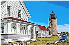 Artists Frequent Monhegan Island Lighthouse - Digital Painting